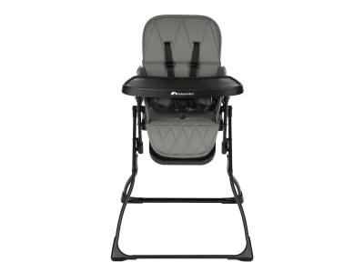  Cadeira de Refeição Bébé Confort Lily Mineral Gray: Design compacto e dobrável, com 3 posições de reclinação e bandeja amovível para facilitar a limpeza.