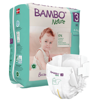 Fraldas Bambo Nature Tamanho 3 (M) 4-8 kg, pacote com 28 fraldas
