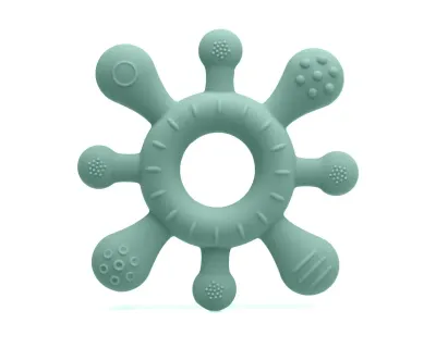 Mordedor estrela em silicone sálvia da Kiokids, ideal para bebês com mais de 3 meses.