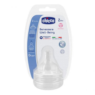 Chicco | Tetina Silicone Fisiológica Well Being 2m+ x2
