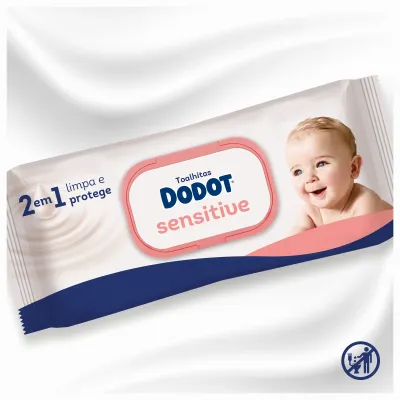 Toalhitas Dodot Sensitive 54 Unidades — limpeza suave para pele sensível do bebé