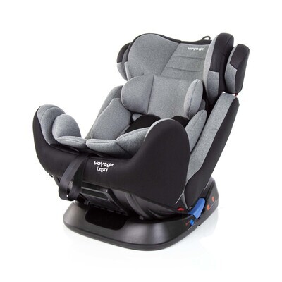 Cadeira para auto infantil Legacy na cor cinza da marca Voyage, com design moderno e acolchoado, ideal para proporcionar segurança e conforto para o bebê durante o trajeto.