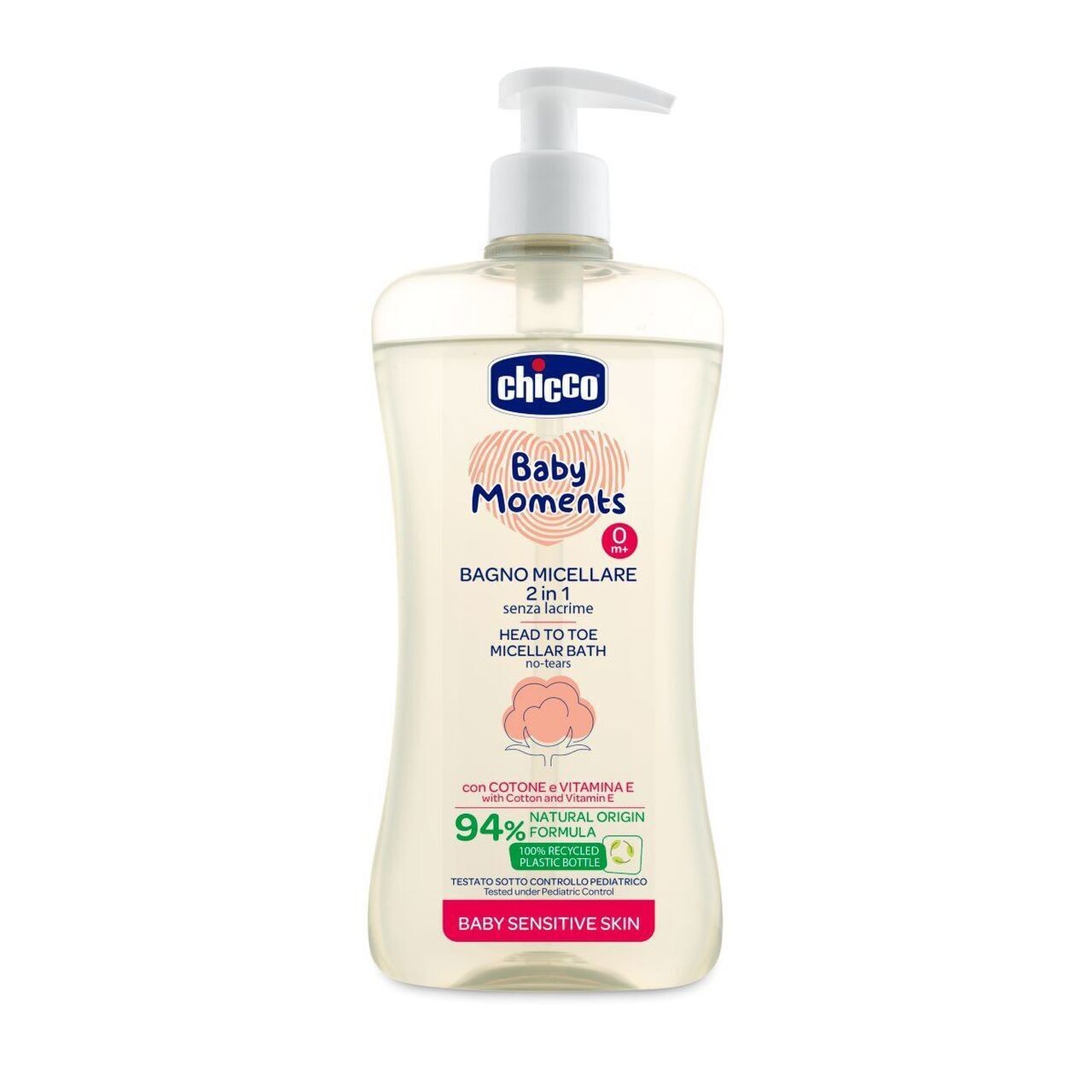 Chicco | Sabonete Líquido 2em1 Micelar Cabeça aos Pés Baby Moments - 500ml Chicco | Sabonete Líquido 2em1 Micelar Cabeça aos Pés Baby Moments - 500ml