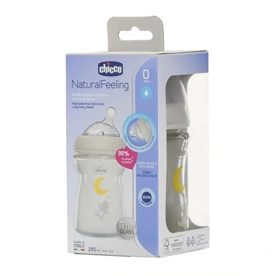 Chicco | Biberão Vidro NaturalFeeling Fluxo Lento 250ml 0m+