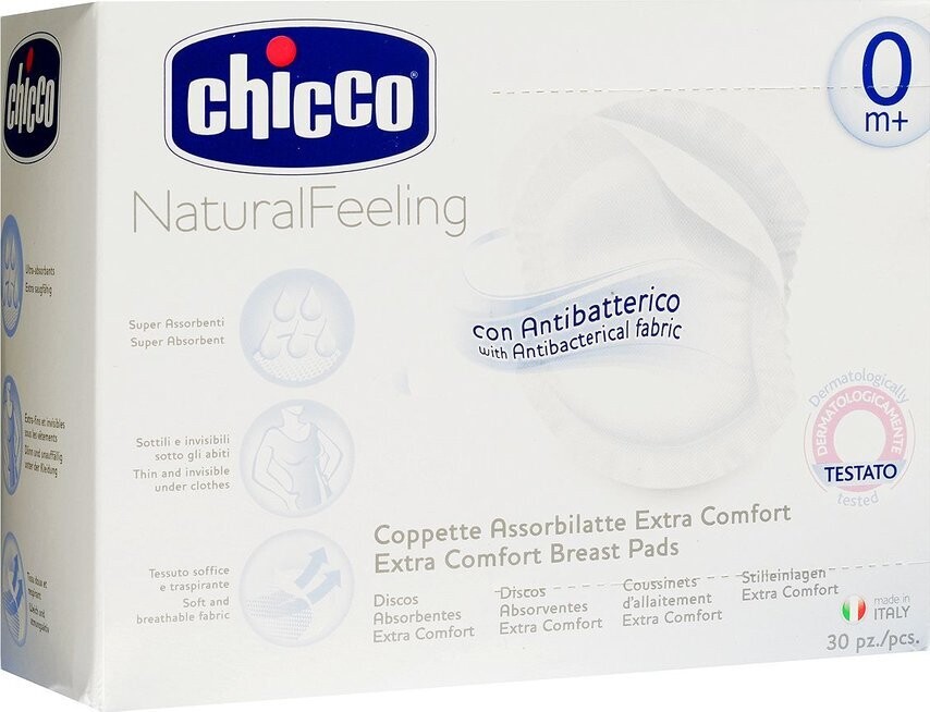 Chicco | Discos Absorventes Antibacterianos NaturalFeeling x30