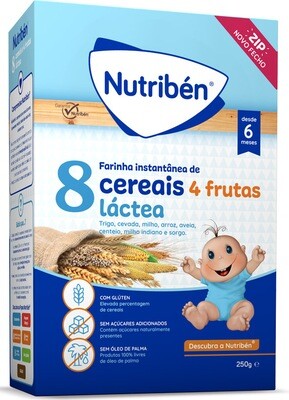 Nutriben |  Papas 8 Cereais 4 Frutas Láctea 250 g
