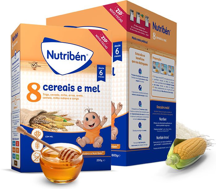 Nutriben | Papa Farinhas 8 Cereais Mel 600g