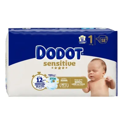 Fraldas Dodot Sensitive Tamanho 1 para recém-nascidos (2-5 kg)