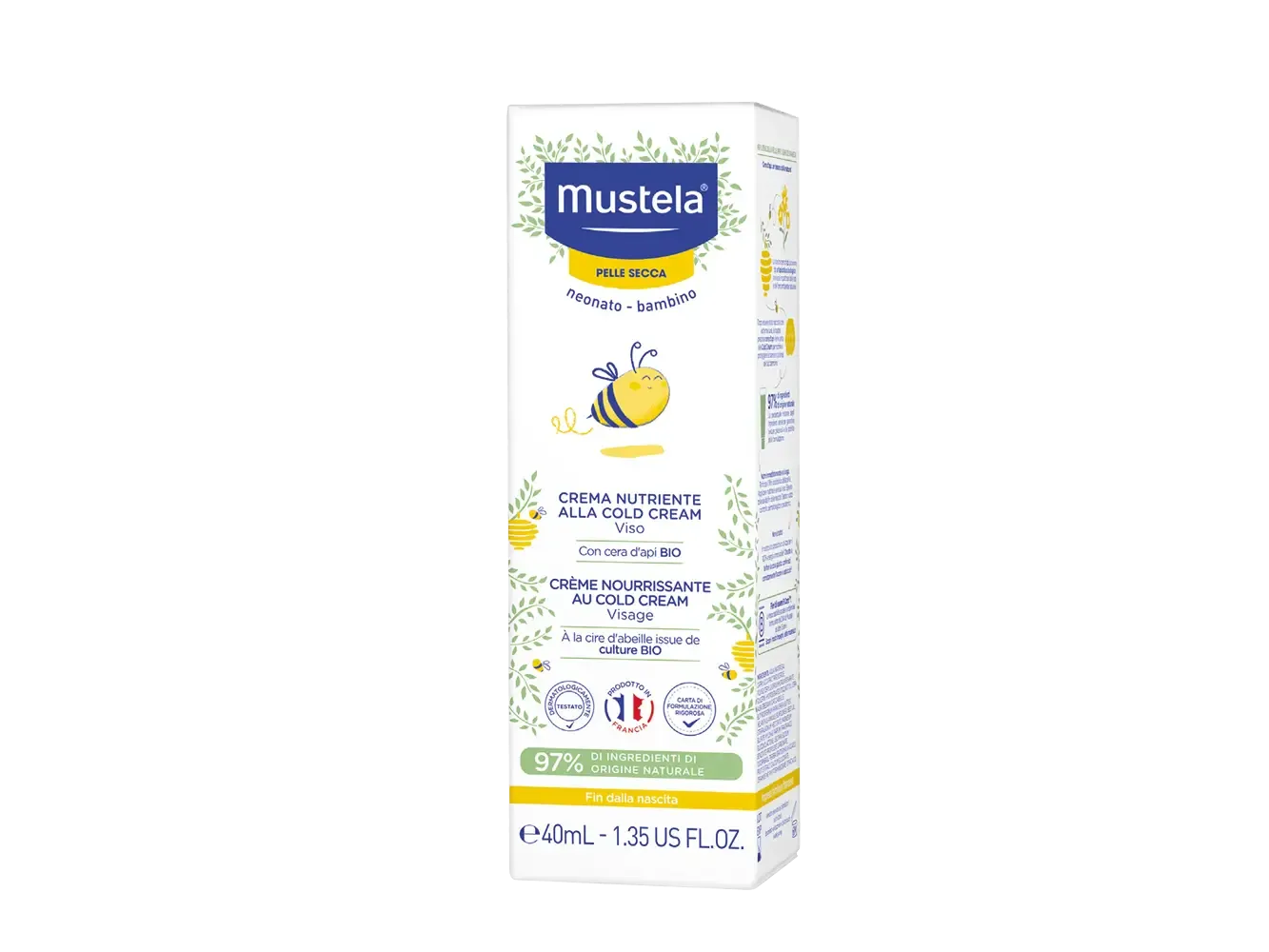 Creme Nutritivo Mustela com Cold Cream para rosto do bebé — nutrição intensa e proteção diária