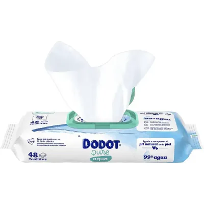 Toalhitas Dodot Pure Aqua 48 Unidades — limpeza delicada com 99% de água pura