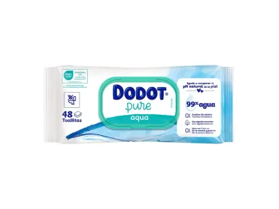 Toalhitas Dodot Pure Aqua 48 Unidades — limpeza delicada com 99% de água pura
