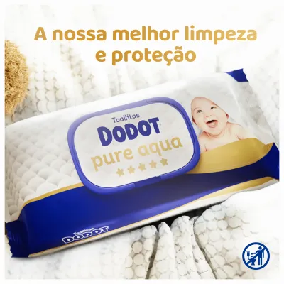 Toalhitas Dodot Pure Aqua 48 Unidades — limpeza delicada com 99% de água pura