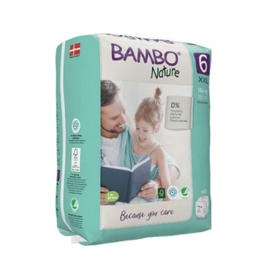 Fraldas Bambo Nature Tamanho 6 XXL (16Kg+) pacote com 20 unidades