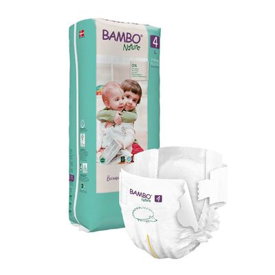 Fraldas Bambo Nature Tamanho 4L (7-14Kg) pacote com 48 unidades