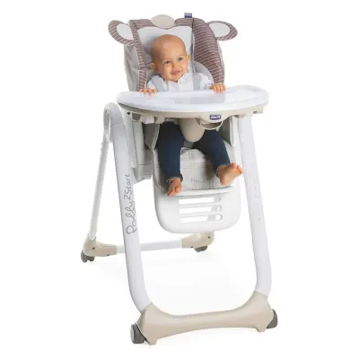 Cadeira de refeição Chicco Polly 2 Start Monkey, ajustável e confortável para bebês.