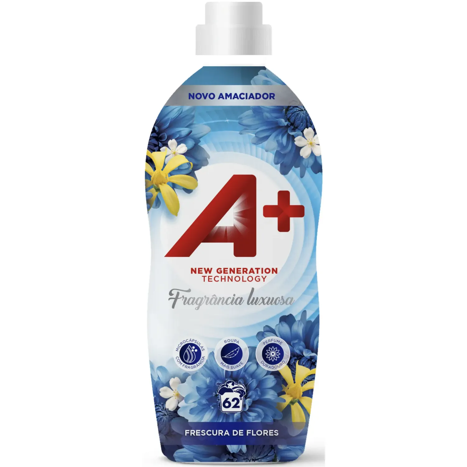 Frasco do A+ Amaciador Concentrado Frescura das Flores – 62 doses de frescura e suavidade