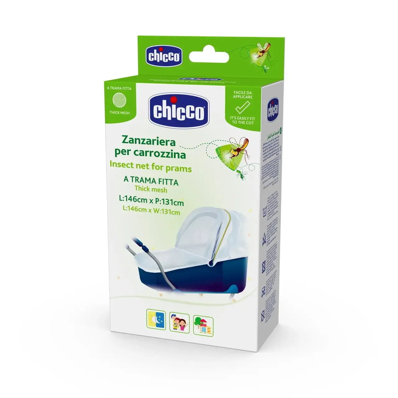 Chicco | Mosquiteiro para Carrinho de Bebê Mosquiteiro universal Chicco para carrinho de bebê, branco e respirável