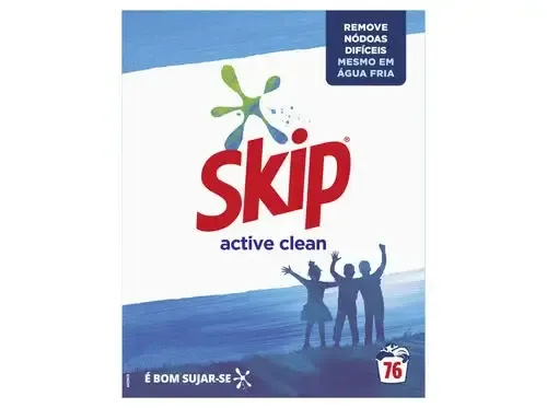Skip | Detergente Máquina Roupa Pó Active Clean 76d Skip Active Clean Detergente em Pó 76D para máquina de roupa