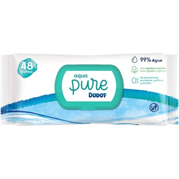 Dodot Aqua Pure Toalhinhas 48 Unidades: Limpeza delicada com 99% de água para o seu bebê. 