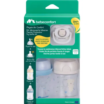 Bébé Confort | Conjunto Biberões 150ml e Chupeta 0/6M Conjunto Biberões 150ml e Chupeta 0-6M Bébé Confort