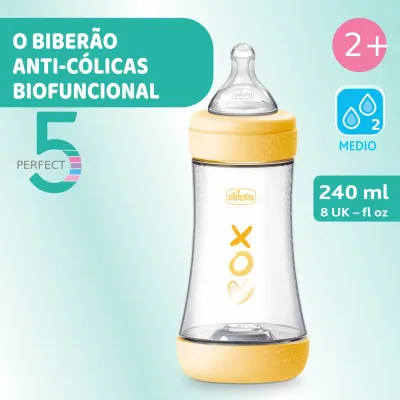 Biberão Chicco Perfect5 240ml com tetina silicone fluxo médio