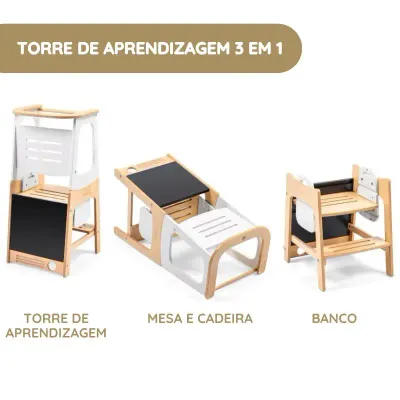 Torre de Aprendizagem Bébé Confort Toucan 3 em 1 em madeira FSC com quadro integrado
