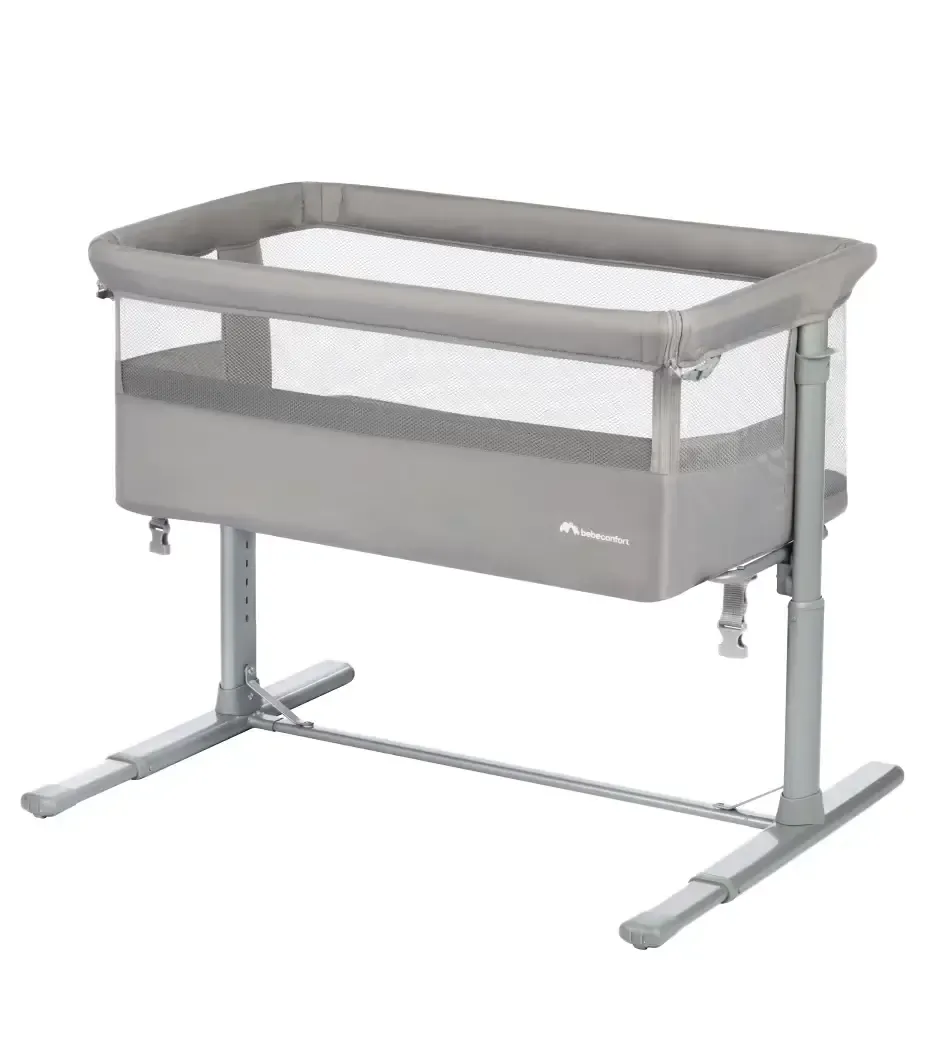 Berço de Cabeceira Bébé Confort Zina Mineral Gray com malha respirável