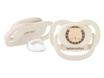 Pack de 2 chupetas Bébé Confort Physio Air Confort em silicone, cor areia (Sand), para bebés recém-nascidos a partir dos 0 me