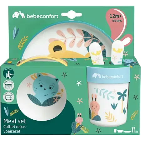 Conjunto de refeição Bébé Confort Little Buddies com prato, tigela, copo e talheres