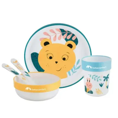Conjunto de refeição Bébé Confort Little Buddies com prato, tigela, copo e talheres