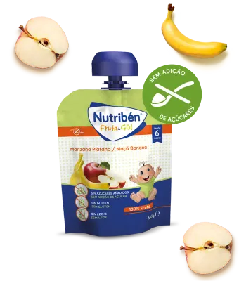 Snack Nutribén Fruta&Go Maçã e Banana +6M — fruta 100% natural prática para levar