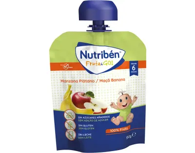 Snack Nutribén Fruta&Go Maçã e Banana +6M — fruta 100% natural prática para levar