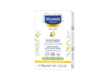 Sabonete Suave Mustela com Cold Cream 100g — limpeza nutritiva para pele seca do bebé