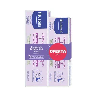 Mustela Creme Zona da Fralda 123 100ml + Oferta 50ml — proteção completa contra irritações e vermelhidão