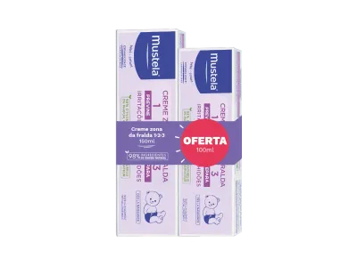 Mustela Creme Zona da Fralda 123 150ml + Oferta 100ml — proteção completa contra irritações e vermelhidão