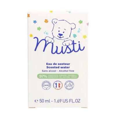 Mustela Bebé Água Perfumada Musti 50ml — fragrância suave e delicada para bebé desde o nascimento