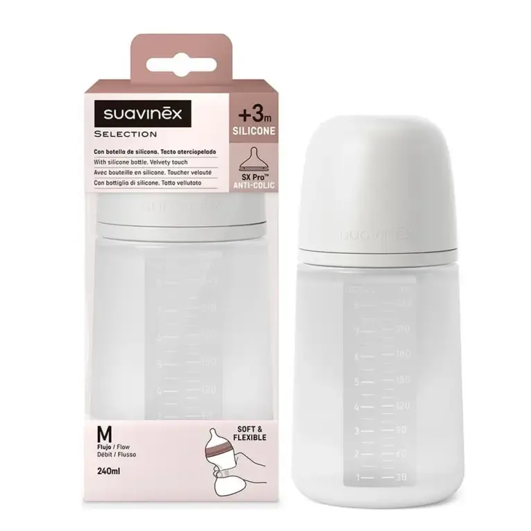 Biberão Suavinex SX Pro 240ml Essence — conforto anticólicas para bebés dos 3 aos 6 meses