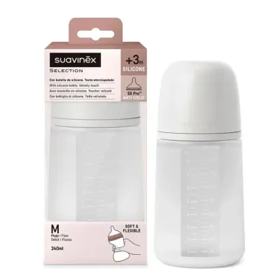 Biberão Suavinex SX Pro 240ml Essence — conforto anticólicas para bebés dos 3 aos 6 meses