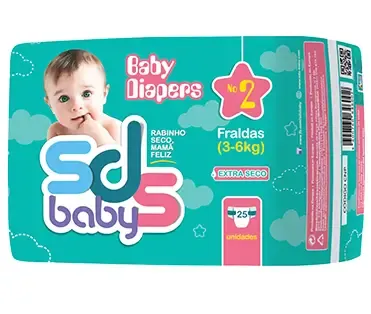 Fraldas SDSBaby Tamanho 2 (3-6kg) 25 Unidades — proteção, conforto e secura para o bebé