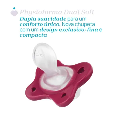 Chicco Chupeta PhysioForma Dual Soft Cinzento e Azul 2-6M 2 Unidades