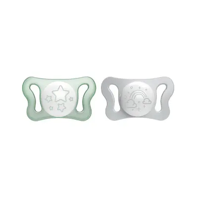 Chicco Chupeta PhysioForma Micro Lumi Verde 0-2M 2 Unidades em silicone