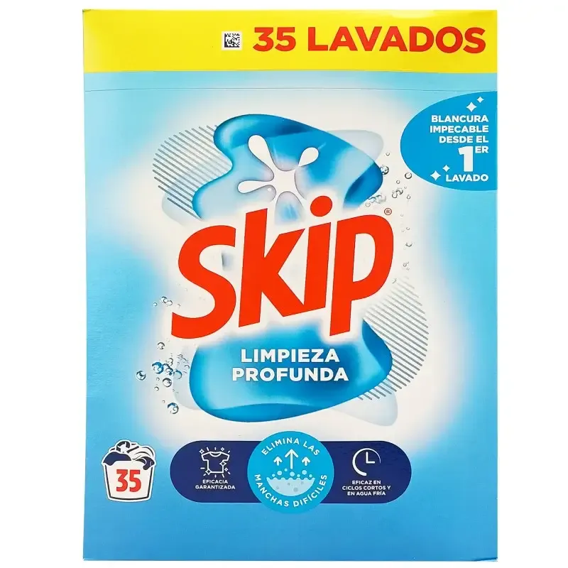 Skip | Detergente Máquina Roupa Pó Active Clean 35d Skip Active Clean Detergente em Pó para Máquina de Roupa 35D