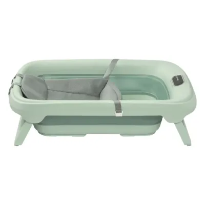 Maxi Cosi | Banheira Indigo Plus Green Banheira Maxi-Cosi Indigo Plus Green dobrável com termómetro HighSense integrado e redutor QuickDry para recém-nascidos.