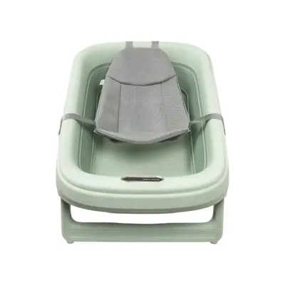 Banheira Maxi-Cosi Indigo Plus Green dobrável com termómetro HighSense integrado e redutor QuickDry para recém-nascidos.