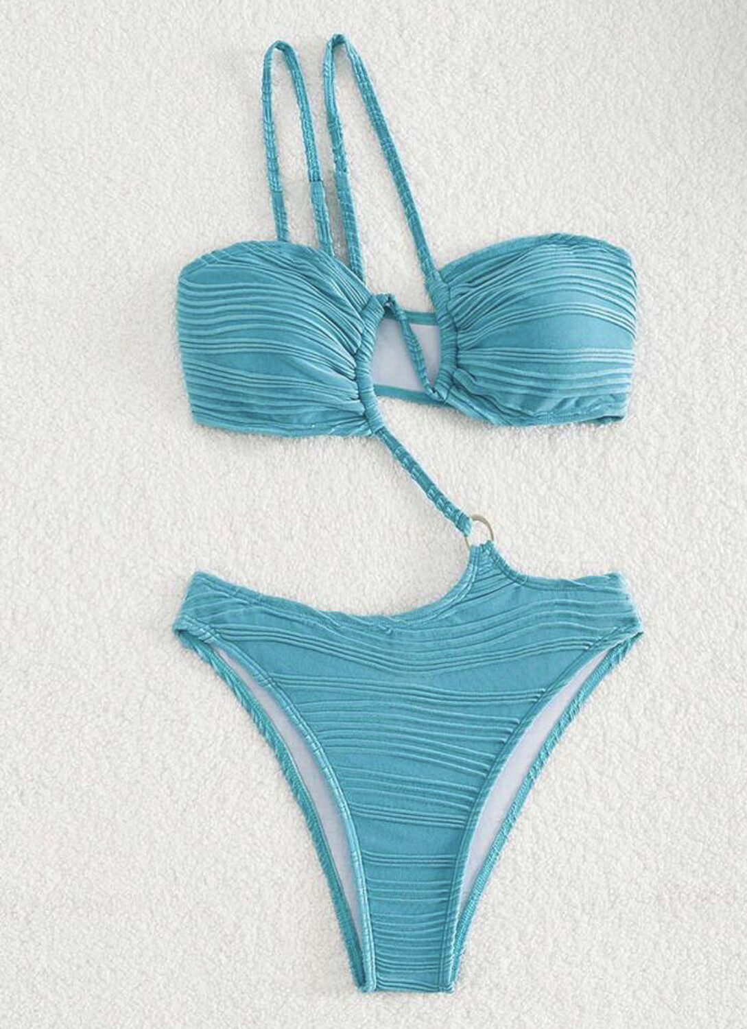Aqua Ribbed One Piece
