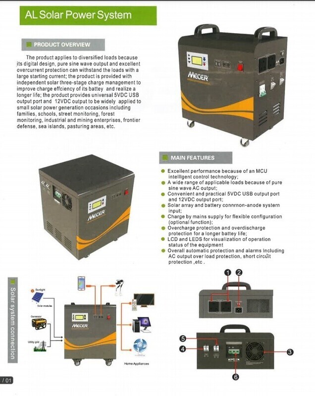 Inverter Mecer 12V 1000W Full Sine Wave with 360W Solar Input