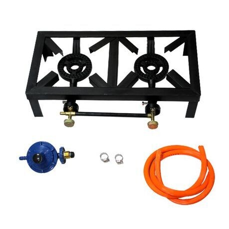 Gas Burner 2 Plate, 4 Legged with Hose And Regulator Set.