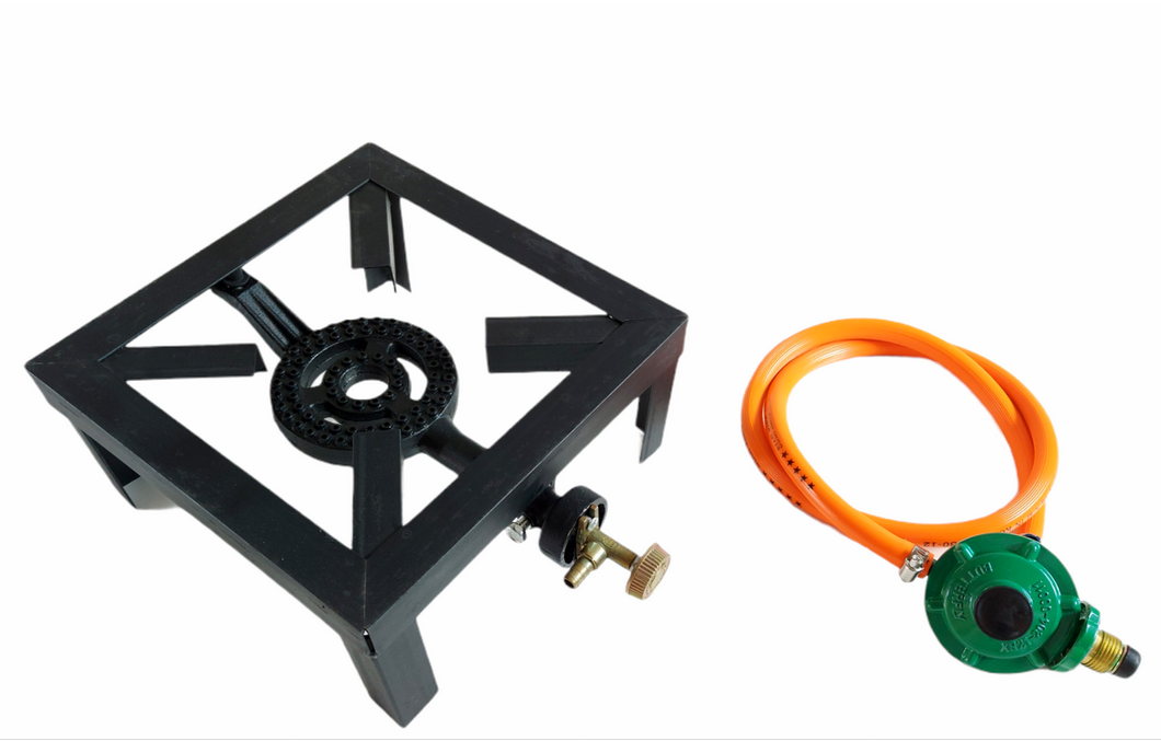 Gas Burner 1 Plate, 4 Legged with Hose And Regulator Set.