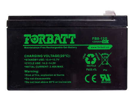 Battery GEL 12V 8.0A/hr Forbatt