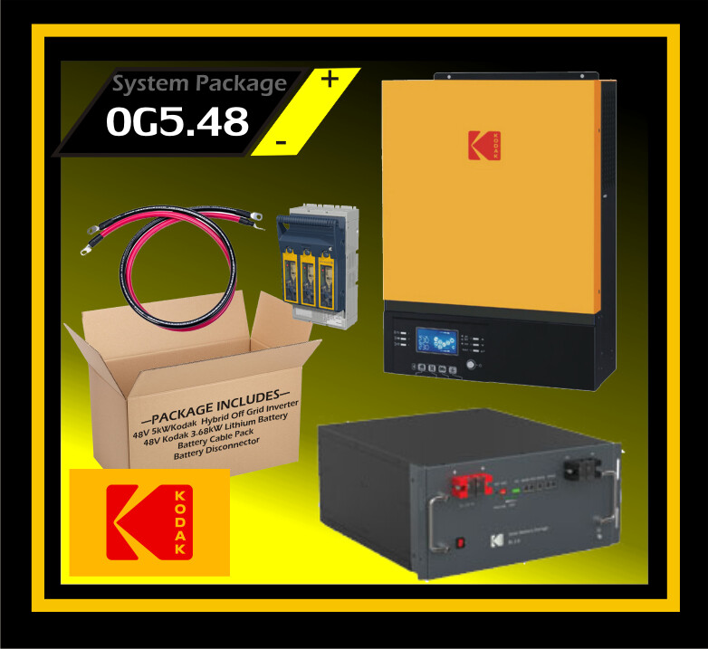 System Kodak Hybrid Off-Grid 48V 5kW Inverter 4.94kW 1.5C Lithium
